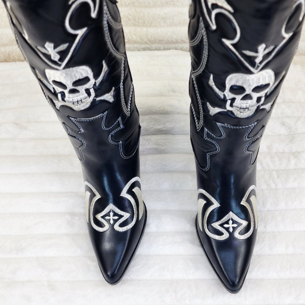 Ghost Rider Embroidered Skull & Bones Cowboy Boots New never worn still in box.